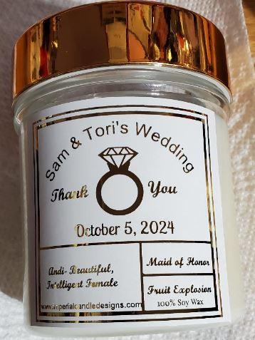 Custom Wedding Orders - IMPERIAL CANDLE DESIGNS LLC